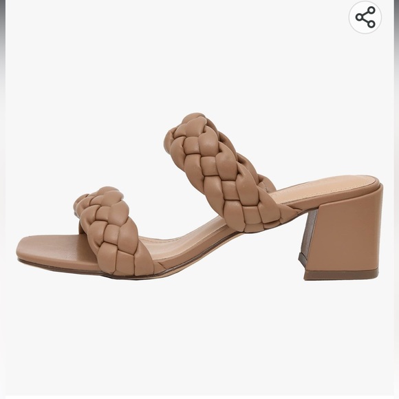 New CUSHIONAIRE Onyx Neutral Tan Braided Memory Foam Slide Block Heel Sandal 9 - Picture 2 of 10